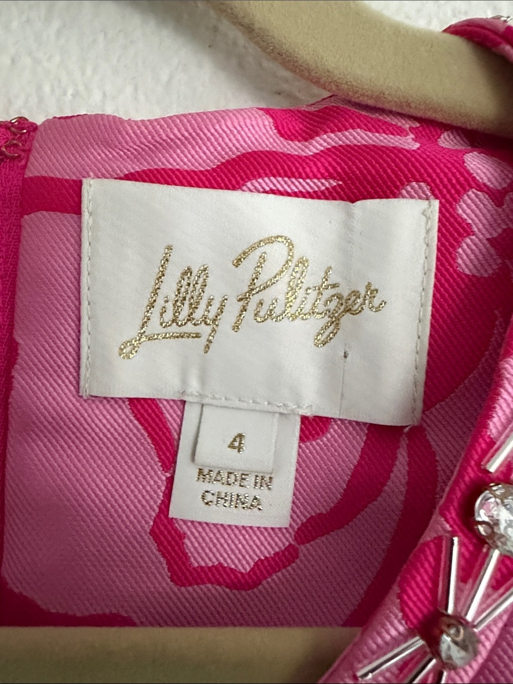 Lilly Pulitzer Pink Floral Shift Dress with Beaded Neckline - Picture 2 of 7